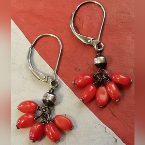 RARE Silpada Sterling Silver Coral Earrings